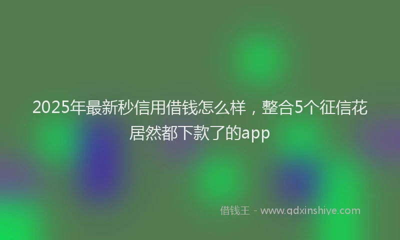 2025年最新秒信用借钱怎么样，整合5个征信花居然都下款了的app