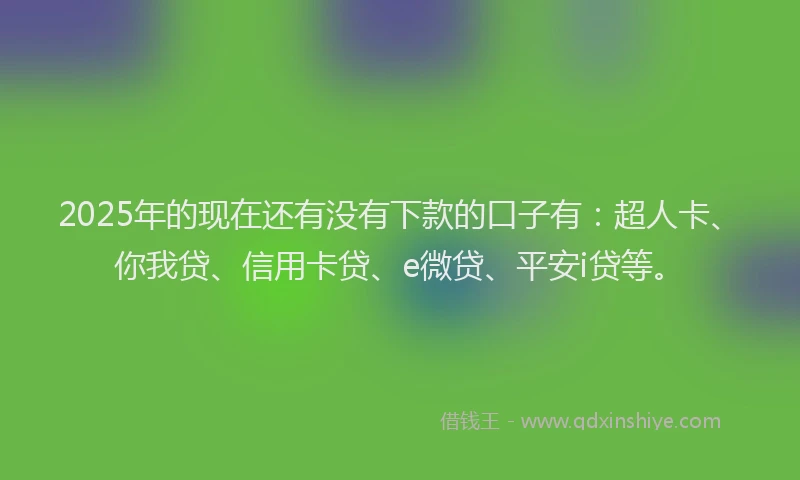 2025年的现在还有没有下款的口子有：超人卡、你我贷、信用卡贷、e微贷、平安i贷等。