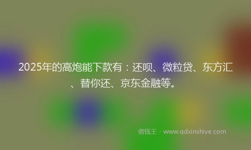 2025年的高炮能下款有：还呗、微粒贷、东方汇、替你还、京东金融等。