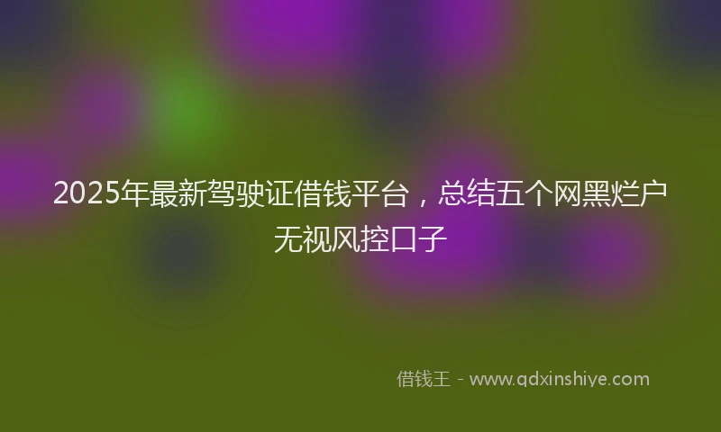 2025年最新驾驶证借钱平台，总结五个网黑烂户无视风控口子