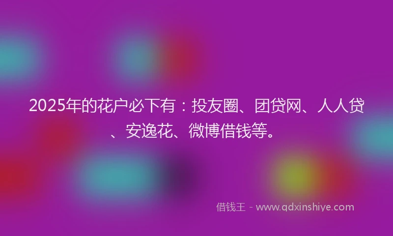 2025年的花户必下有：投友圈、团贷网、人人贷、安逸花、微博借钱等。