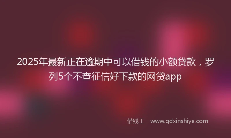 2025年最新正在逾期中可以借钱的小额贷款，罗列5个不查征信好下款的网贷app