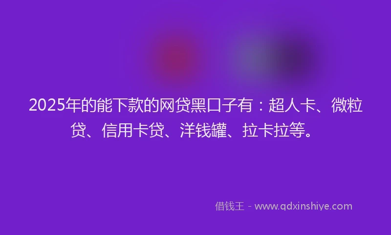 2025年的能下款的网贷黑口子有：超人卡、微粒贷、信用卡贷、洋钱罐、拉卡拉等。