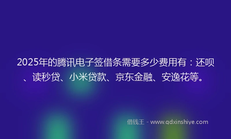 2025年的腾讯电子签借条需要多少费用有：还呗、读秒贷、小米贷款、京东金融、安逸花等。