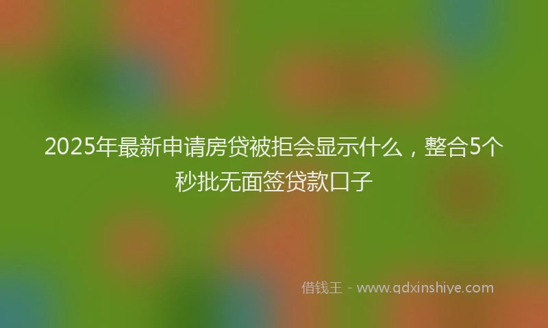 2025年最新申请房贷被拒会显示什么，整合5个秒批无面签贷款口子