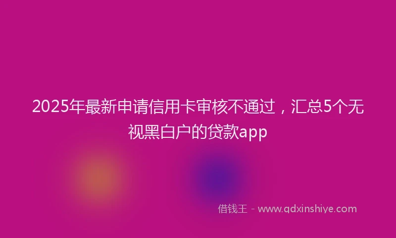 2025年最新申请信用卡审核不通过，汇总5个无视黑白户的贷款app