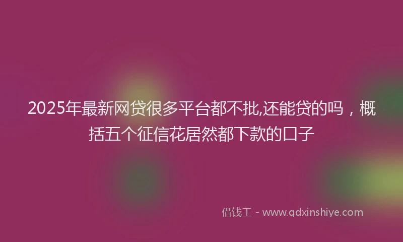 2025年最新网贷很多平台都不批,还能贷的吗，概括五个征信花居然都下款的口子