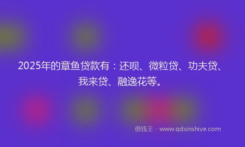 2025年的章鱼贷款有：还呗、微粒贷、功夫贷、我来贷、融逸花等。