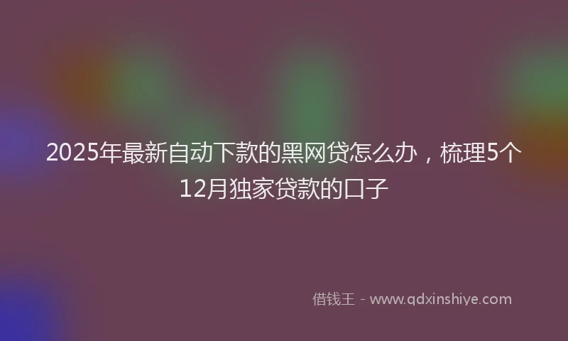 2025年最新自动下款的黑网贷怎么办，梳理5个12月独家贷款的口子