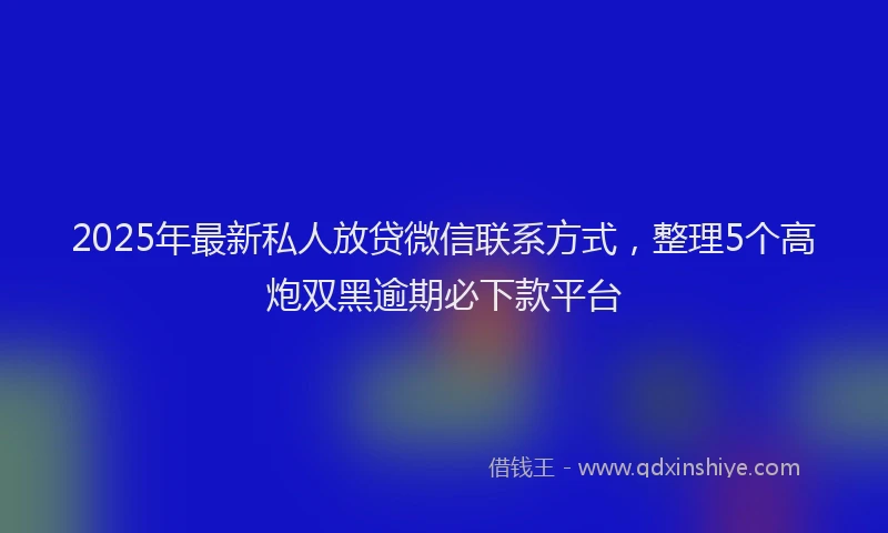 2025年最新私人放贷微信联系方式，整理5个高炮双黑逾期必下款平台