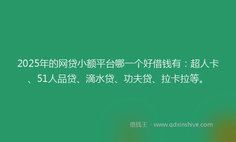 2025年的网贷小额平台哪一个好借钱有：超人卡、51人品贷、滴水贷、功夫贷、拉卡拉等。