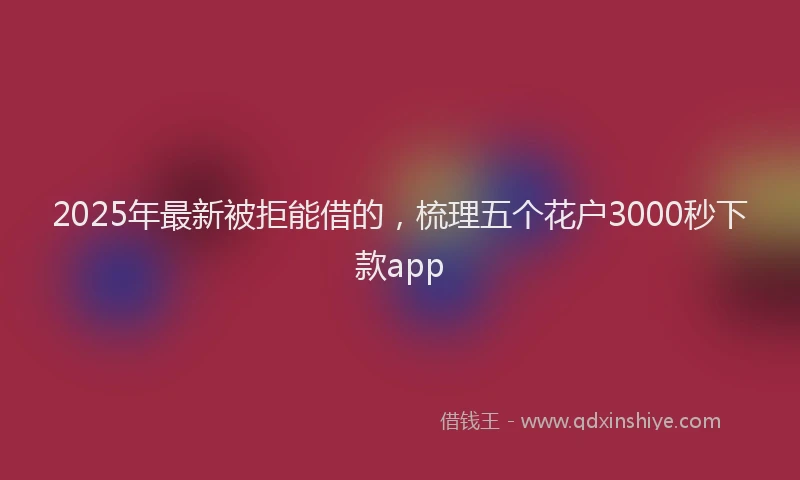 2025年最新被拒能借的，梳理五个花户3000秒下款app