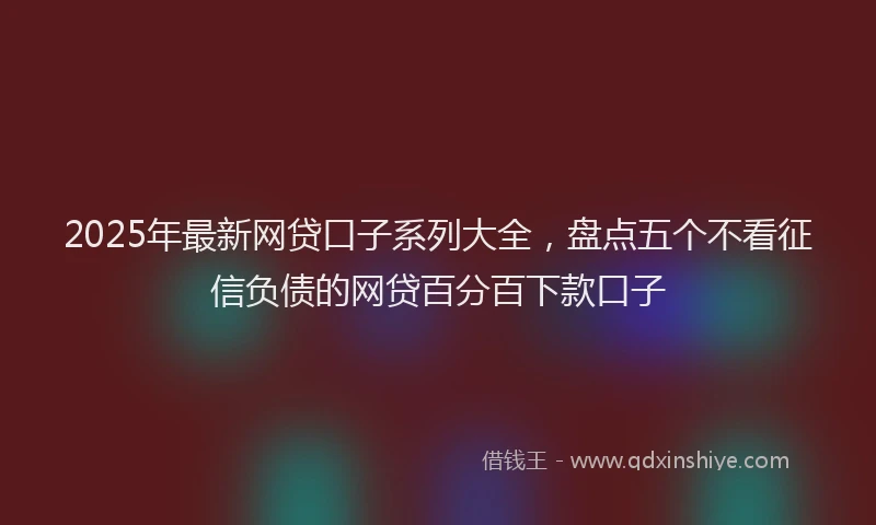 2025年最新网贷口子系列大全，盘点五个不看征信负债的网贷百分百下款口子