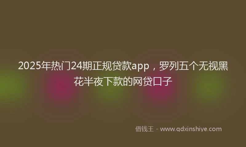2025年热门24期正规贷款app，罗列五个无视黑花半夜下款的网贷口子