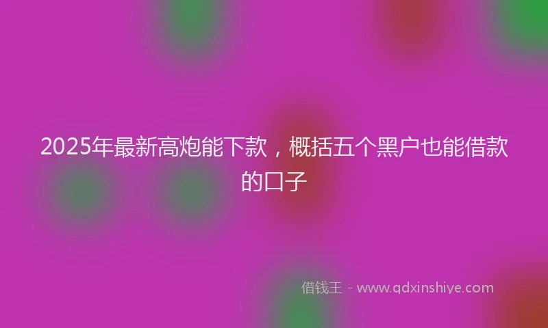2025年最新高炮能下款，概括五个黑户也能借款的口子