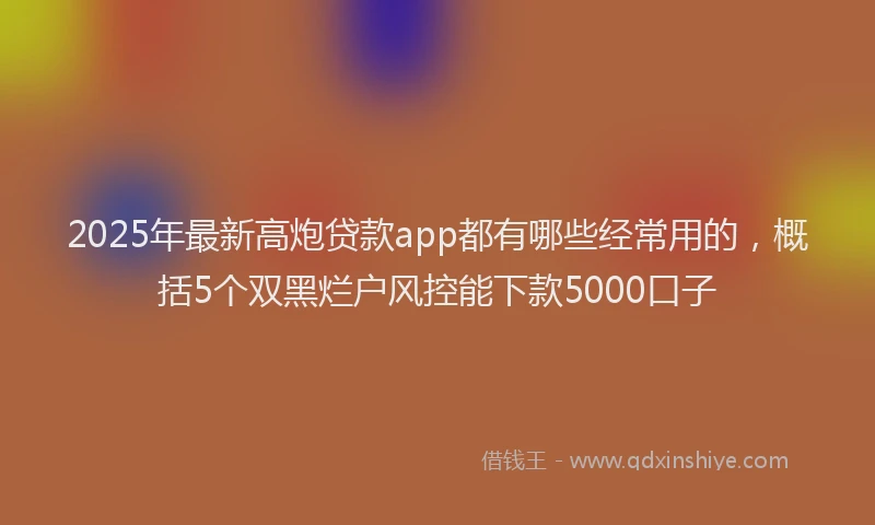 2025年最新高炮贷款app都有哪些经常用的，概括5个双黑烂户风控能下款5000口子