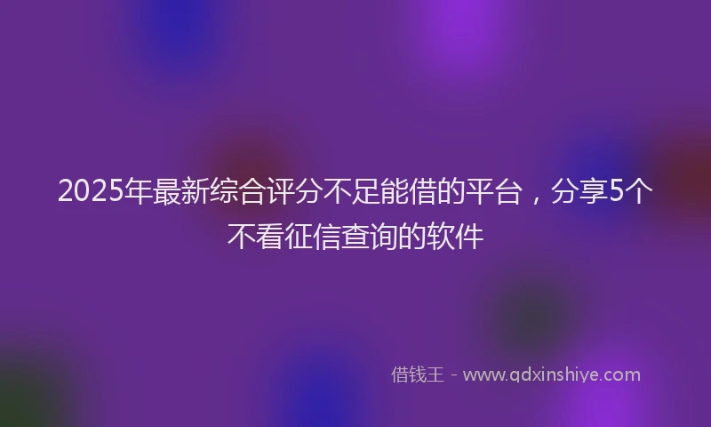 2025年最新综合评分不足能借的平台，分享5个不看征信查询的软件