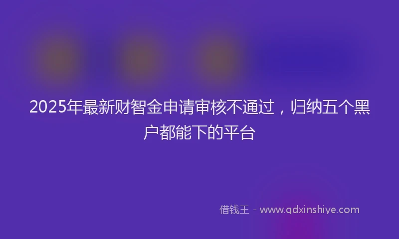 2025年最新财智金申请审核不通过，归纳五个黑户都能下的平台