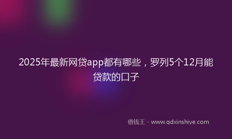 2025年最新网贷app都有哪些，罗列5个12月能贷款的口子