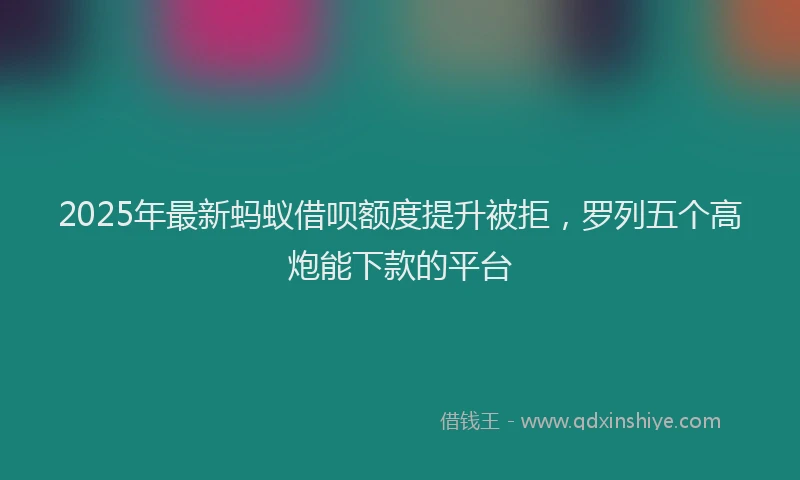 2025年最新蚂蚁借呗额度提升被拒，罗列五个高炮能下款的平台