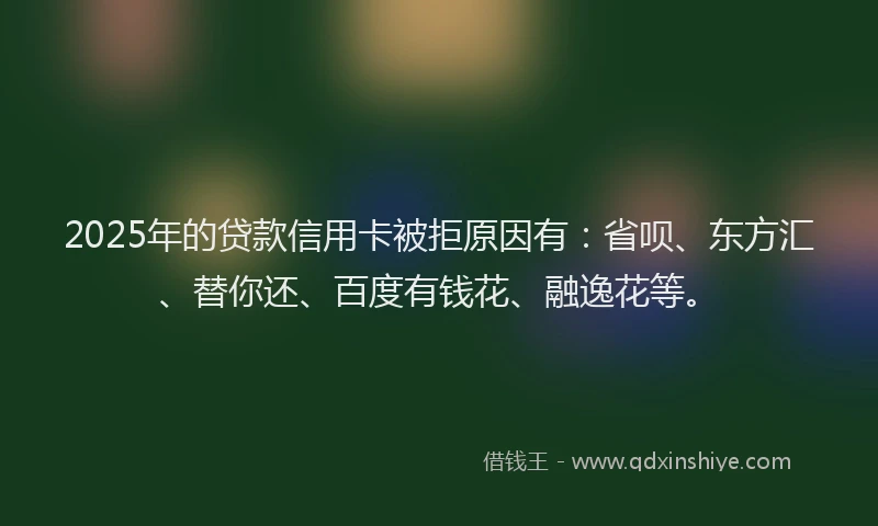 2025年的贷款信用卡被拒原因有：省呗、东方汇、替你还、百度有钱花、融逸花等。