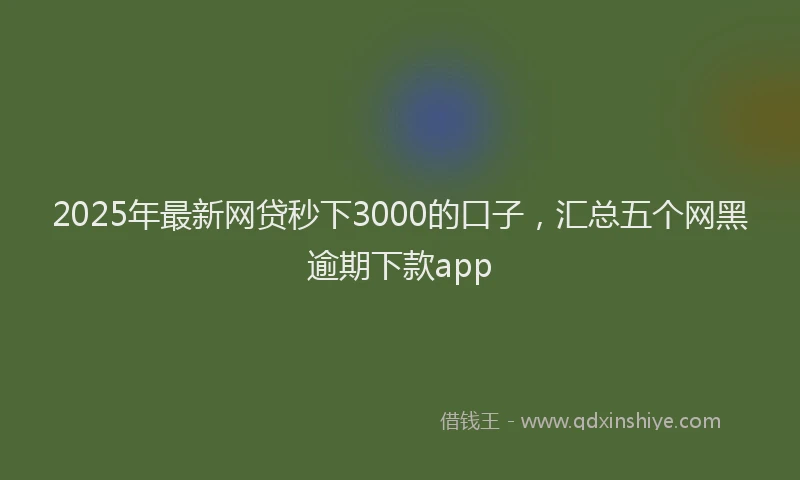 2025年最新网贷秒下3000的口子，汇总五个网黑逾期下款app