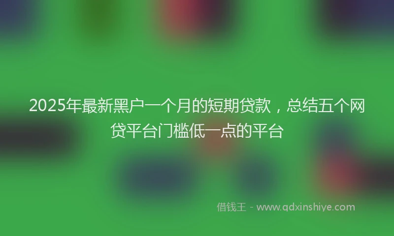 2025年最新黑户一个月的短期贷款，总结五个网贷平台门槛低一点的平台