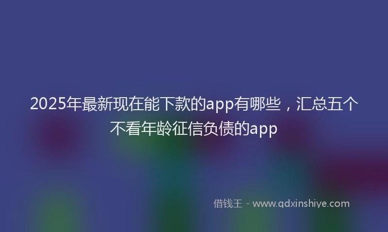 2025年最新现在能下款的app有哪些，汇总五个不看年龄征信负债的app