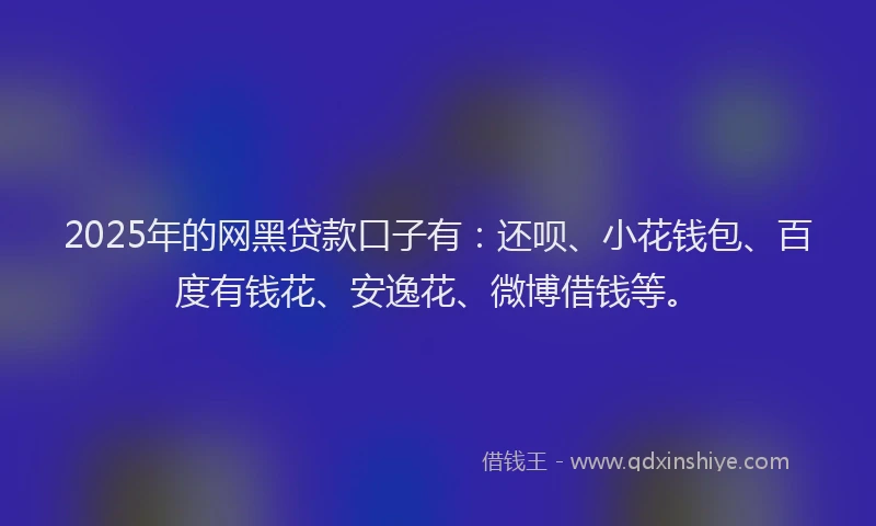 2025年的网黑贷款口子有：还呗、小花钱包、百度有钱花、安逸花、微博借钱等。