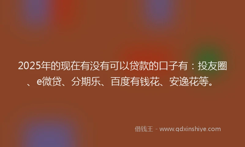 2025年的现在有没有可以贷款的口子有：投友圈、e微贷、分期乐、百度有钱花、安逸花等。