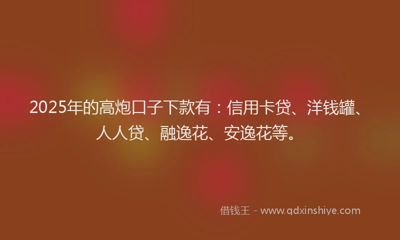 2025年的高炮口子下款有：信用卡贷、洋钱罐、人人贷、融逸花、安逸花等。