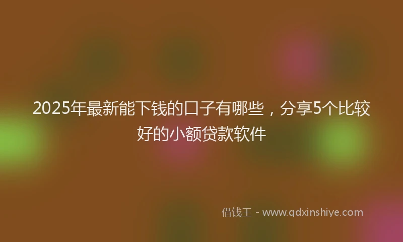 2025年最新能下钱的口子有哪些，分享5个比较好的小额贷款软件