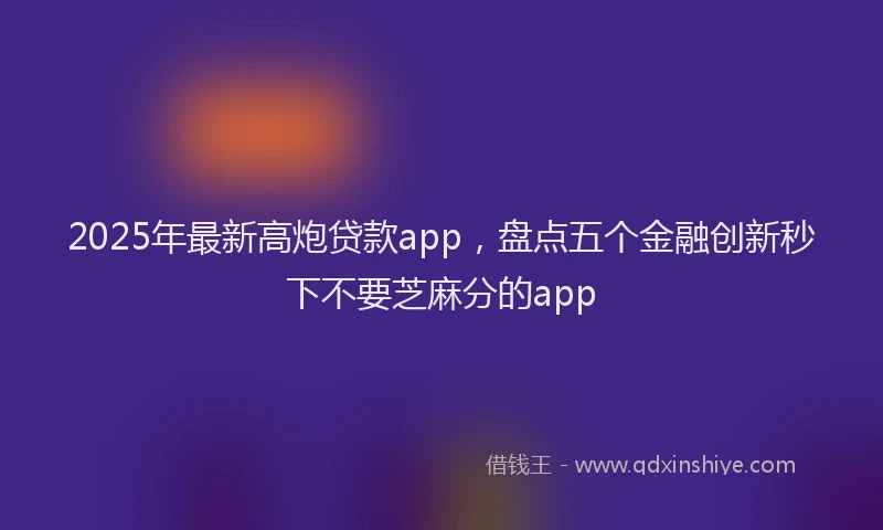 2025年最新高炮贷款app，盘点五个金融创新秒下不要芝麻分的app