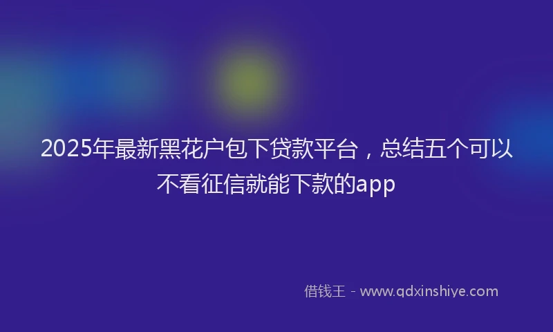 2025年最新黑花户包下贷款平台，总结五个可以不看征信就能下款的app