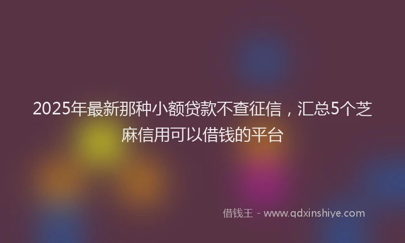 2025年最新那种小额贷款不查征信，汇总5个芝麻信用可以借钱的平台