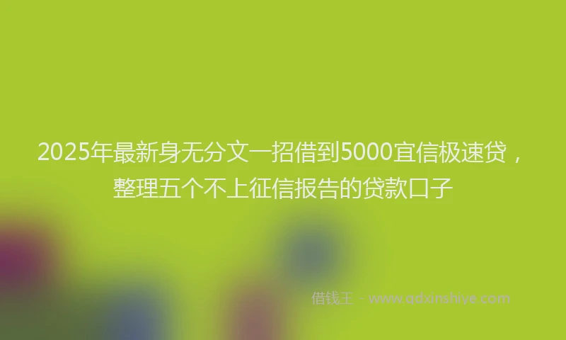 2025年最新身无分文一招借到5000宜信极速贷，整理五个不上征信报告的贷款口子