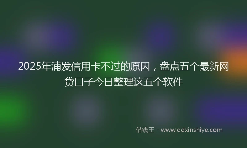 2025年浦发信用卡不过的原因，盘点五个最新网贷口子今日整理这五个软件