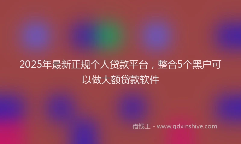 2025年最新正规个人贷款平台，整合5个黑户可以做大额贷款软件