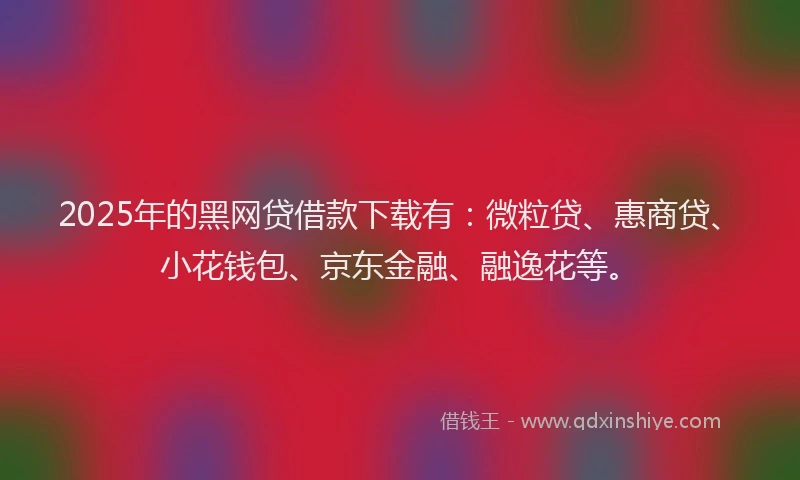 2025年的黑网贷借款下载有：微粒贷、惠商贷、小花钱包、京东金融、融逸花等。