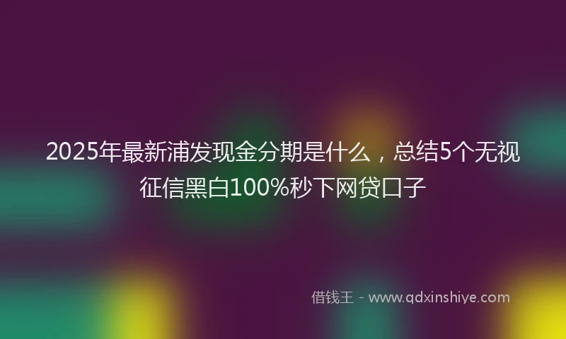 2025年最新浦发现金分期是什么，总结5个无视征信黑白100%秒下网贷口子