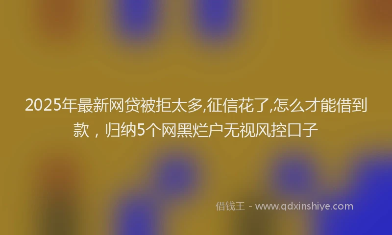2025年最新网贷被拒太多,征信花了,怎么才能借到款，归纳5个网黑烂户无视风控口子