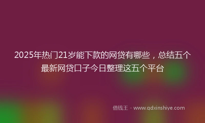 2025年热门21岁能下款的网贷有哪些，总结五个最新网贷口子今日整理这五个平台