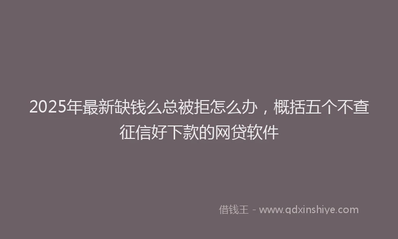 2025年最新缺钱么总被拒怎么办，概括五个不查征信好下款的网贷软件