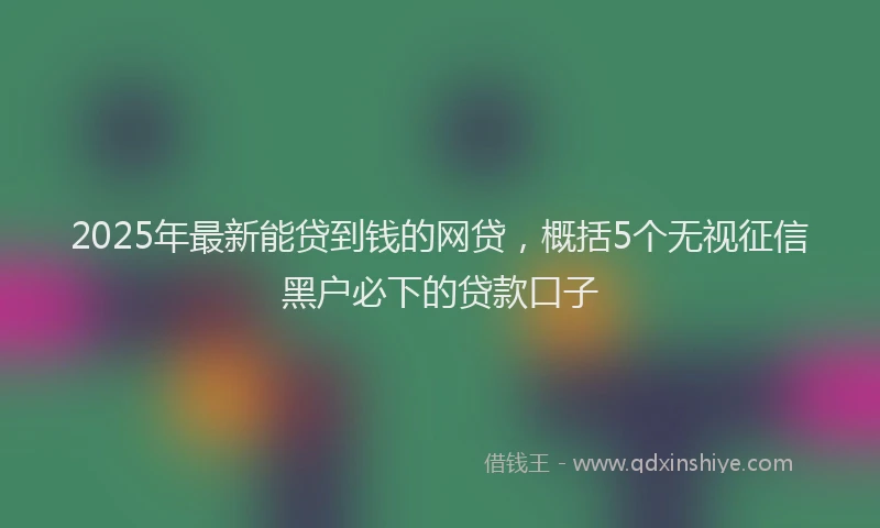 2025年最新能贷到钱的网贷，概括5个无视征信黑户必下的贷款口子