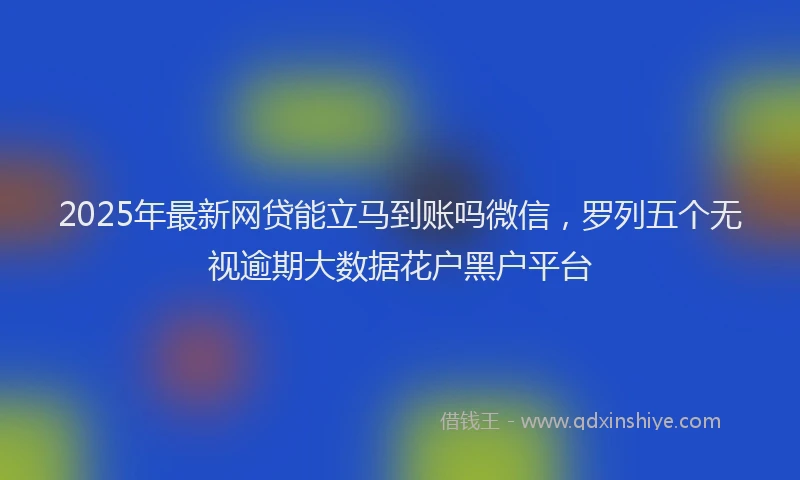 2025年最新网贷能立马到账吗微信，罗列五个无视逾期大数据花户黑户平台