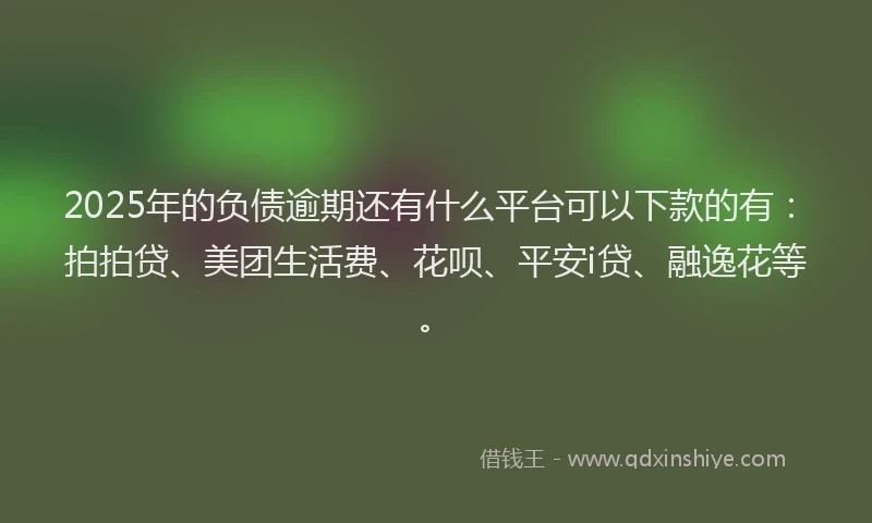2025年的负债逾期还有什么平台可以下款的有：拍拍贷、美团生活费、花呗、平安i贷、融逸花等。