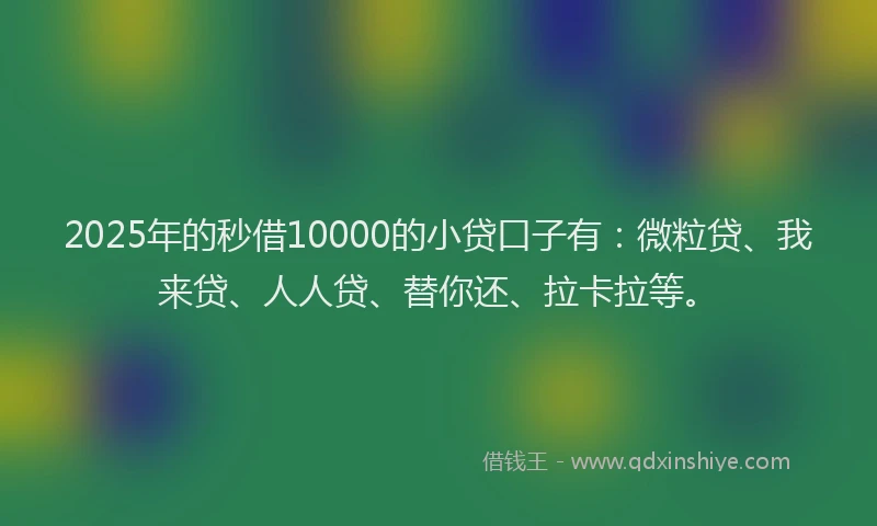 2025年的秒借10000的小贷口子有：微粒贷、我来贷、人人贷、替你还、拉卡拉等。