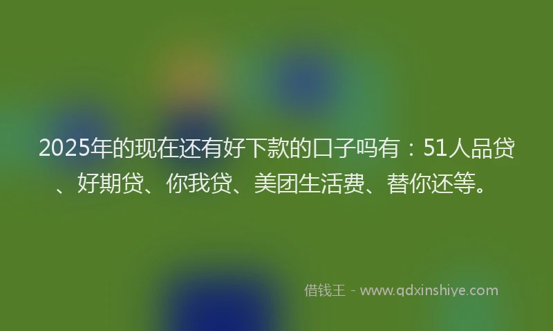 2025年的现在还有好下款的口子吗有：51人品贷、好期贷、你我贷、美团生活费、替你还等。