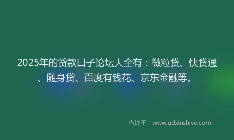 2025年的贷款口子论坛大全有：微粒贷、快贷通、随身贷、百度有钱花、京东金融等。