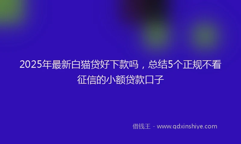 2025年最新白猫贷好下款吗，总结5个正规不看征信的小额贷款口子